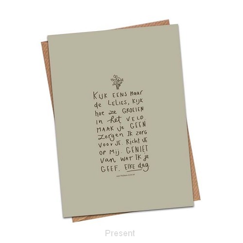 Mattheus 6:24-34 kijk eens naar de lelie