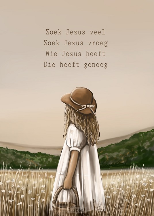 Kaartje A7: Zoek Jezus veel (meisje)
