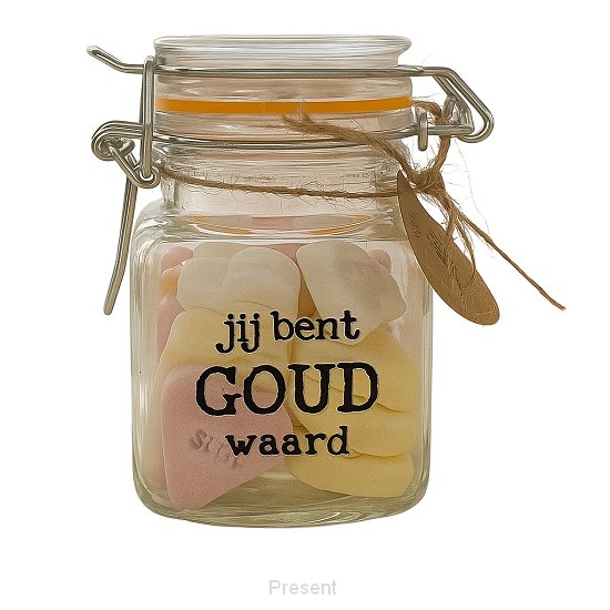 Snoeppotje hartjes Jij bent goud waard