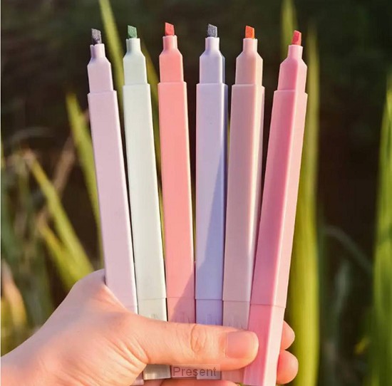 Set of 6 pastel highlighters