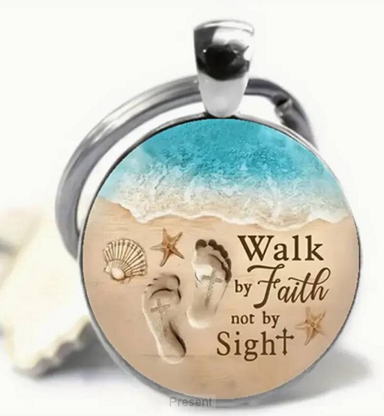 Keyring metal/epoxy Walk by faith