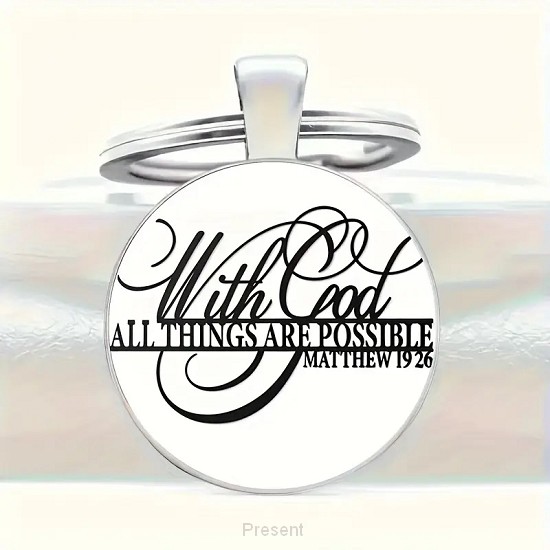 Keyring Metal/Epoxy With God all things
