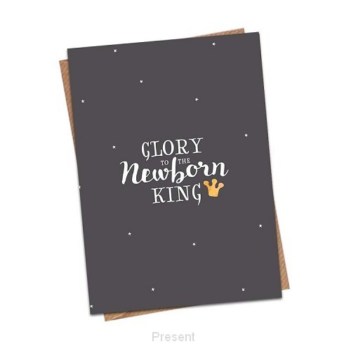 Kerstkaart Glory to the newborn King