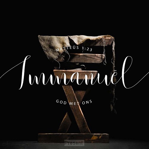 Kerstkaart zwart Matteus 1:23