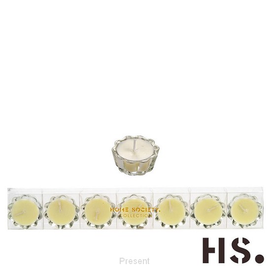 Flower Votive Candle wit (7 st.)