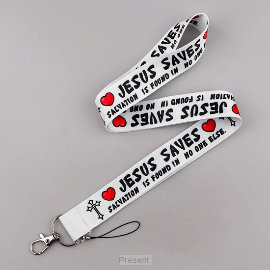 Lanyard White Jesus Saves