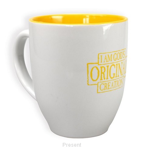 Mok wit/geel, I am God's Original Creati