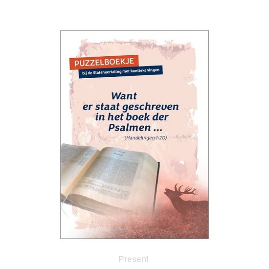 Dit boekje bevat tien puzzels. Het zijn Bijbelse puzzels met verschillende soorten opdrachten over de psalmen. Voor elk van de puzzels maak je gebruik van de Statenvertaling met kanttekeningen. De moeilijkheidsgraad van de puzzels is aangegeven met sterretjes.
Voor 12 jaar en ouder.
40 blz.