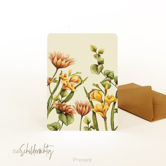 Enkele kaart: Gele en oranje bloemen