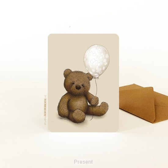 Enkele kaart: Knuffelbeer met confetti
