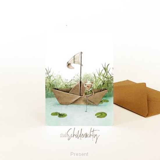 Enkele kaart: Papieren bootje