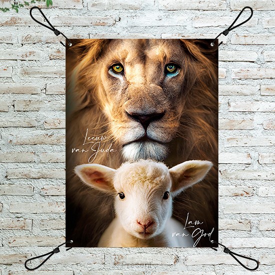 Tuinposter: Leeuw en Lam