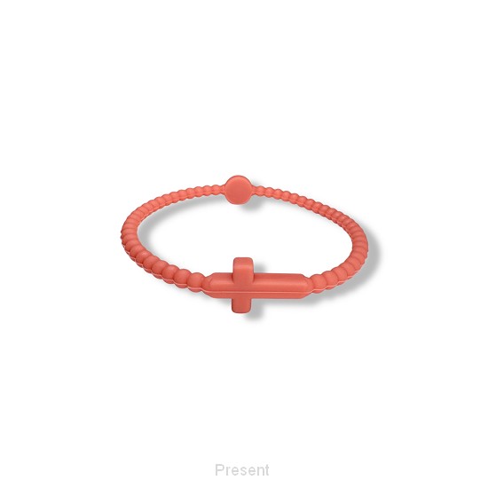 Siliconen armbandje met kruisje zalmroze