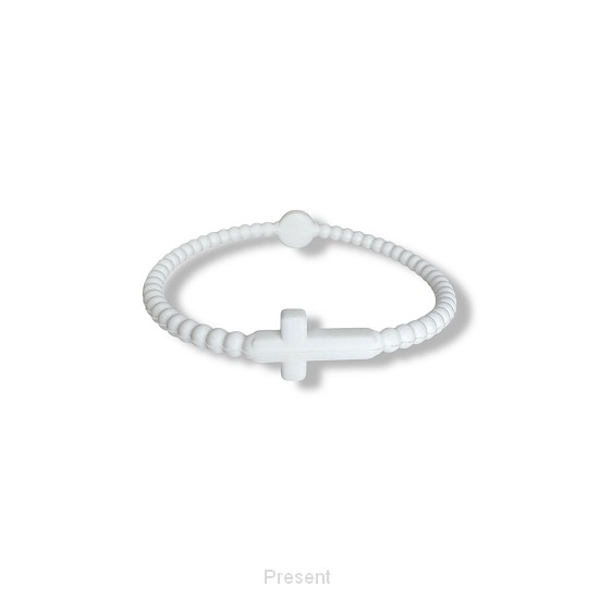Siliconen armbandje met kruisje wit