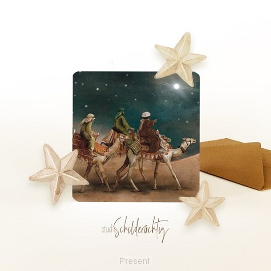 Vierkante kerstkaart: Wijzen