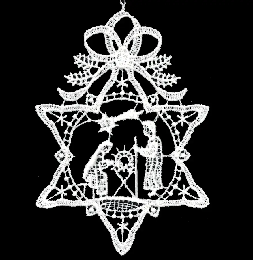 Lace hanger star with ribbon and nativit