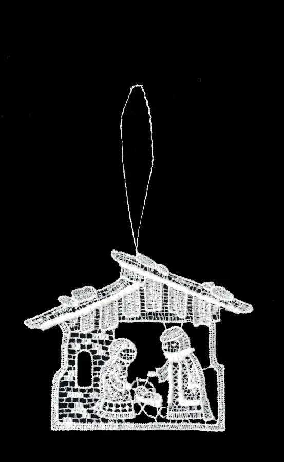 Lace hanger Nativity Stable 9cm