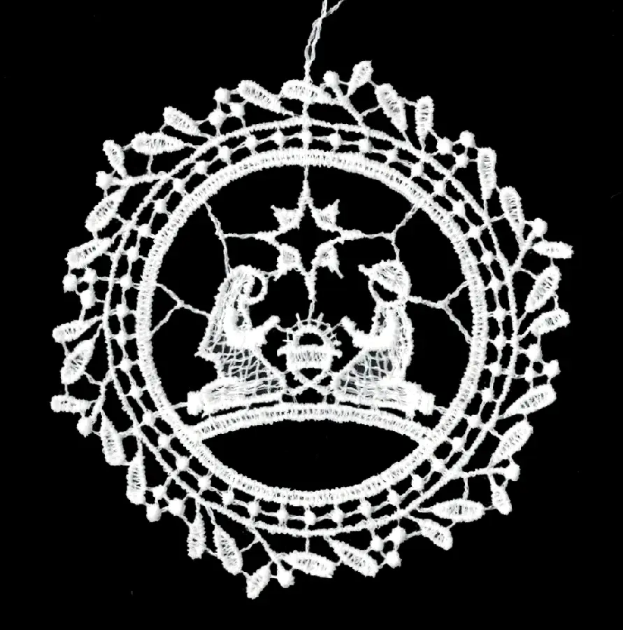 Lace hanger mistletoe wreath nativity 9c