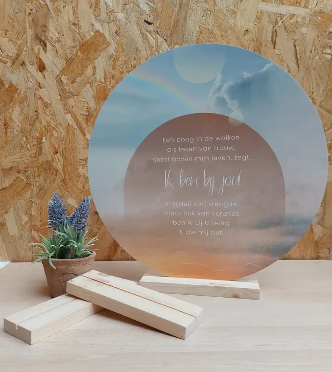 Houten standaard voor grote muurcirkel