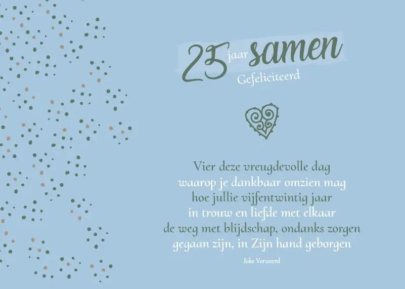 Enkele kaart: 25 jaar samen