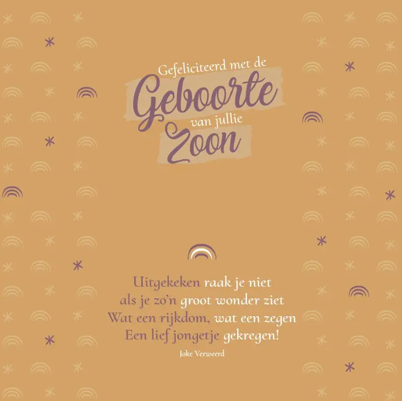 Enkele kaart: Geboorte zoon