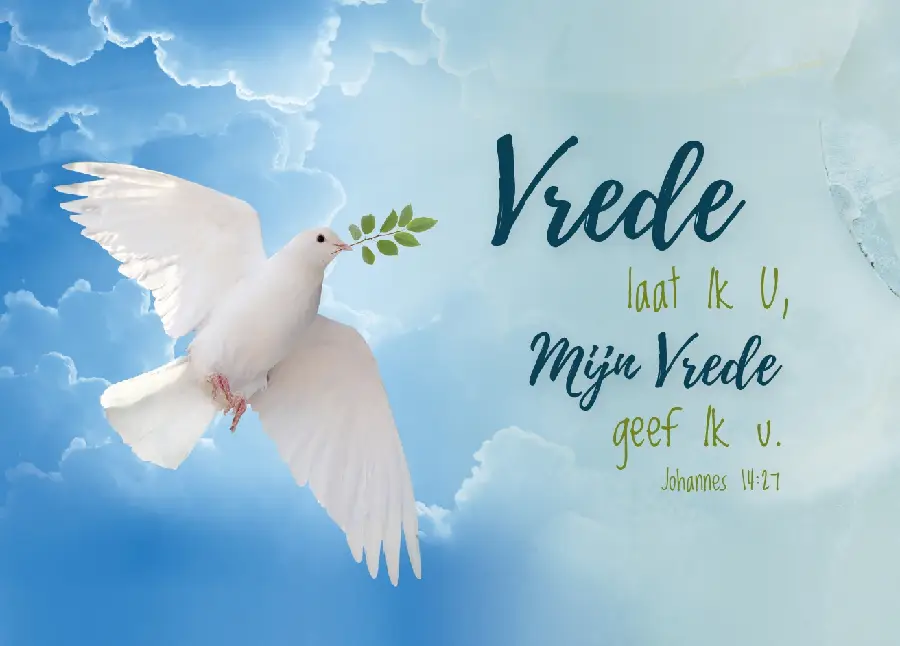 Ansichtkaart A6: Vrede laat Ik u