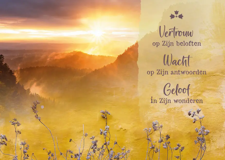 Ansichtkaart A6: Vertrouw op Zijn