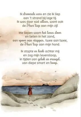 Uitdeelkaartje: Voetstappen in het zand