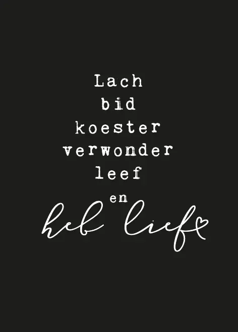 Enkele kaart: Lach, bid en koester