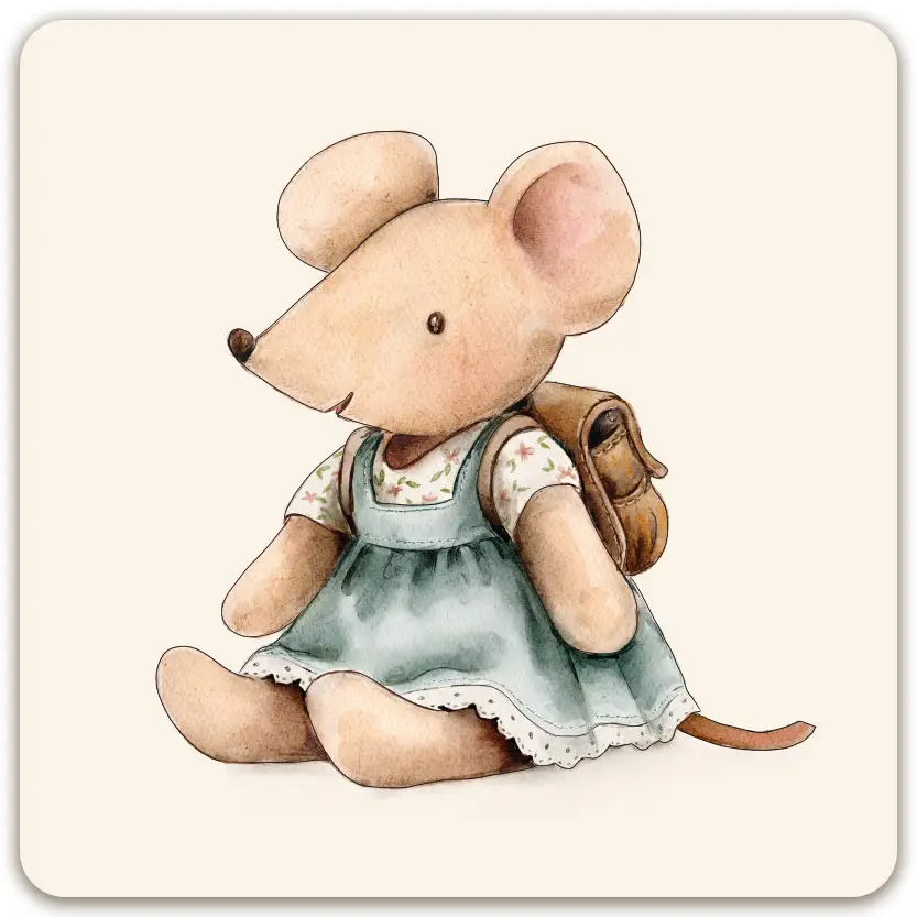 Kaart: Square Blanco muis met rugzak