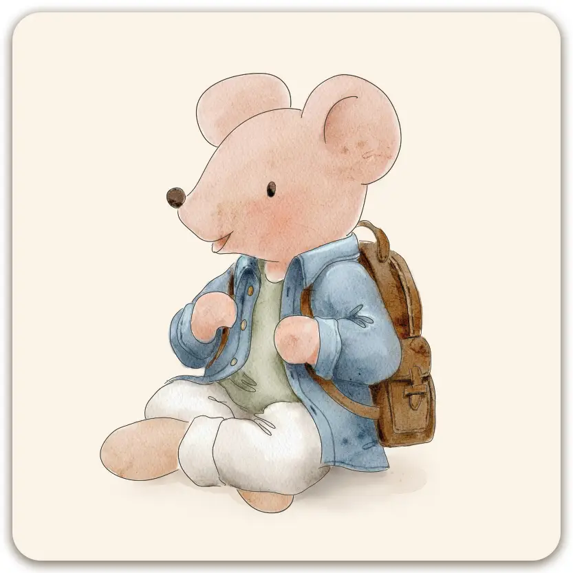 Kaart: Square Blanco muis met rugzak