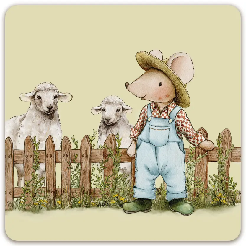 Kaart: Square Blanco muis met schapen