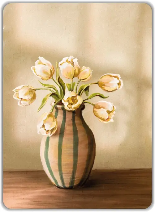 Kaart: Vaas tulpen (blanco)