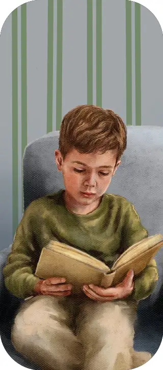 Boekenlegger lezend jongetje