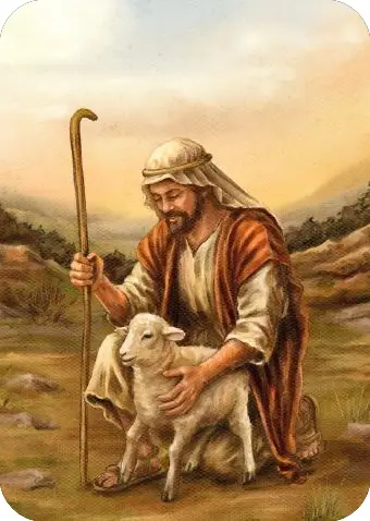 Kaartje A7 Herder met lammetje