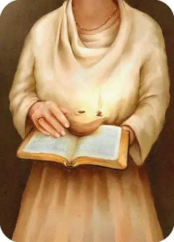 Kaartje A7 Vrouw met olielamp