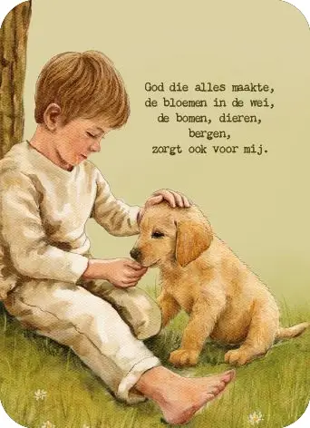 Kaartje A7 God die alles (jongetje)
