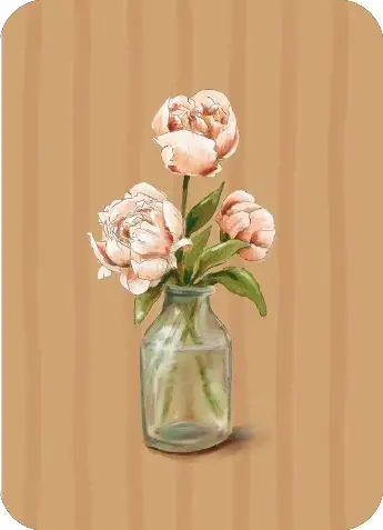 Kaartje A7 Pioenrozen in vaas