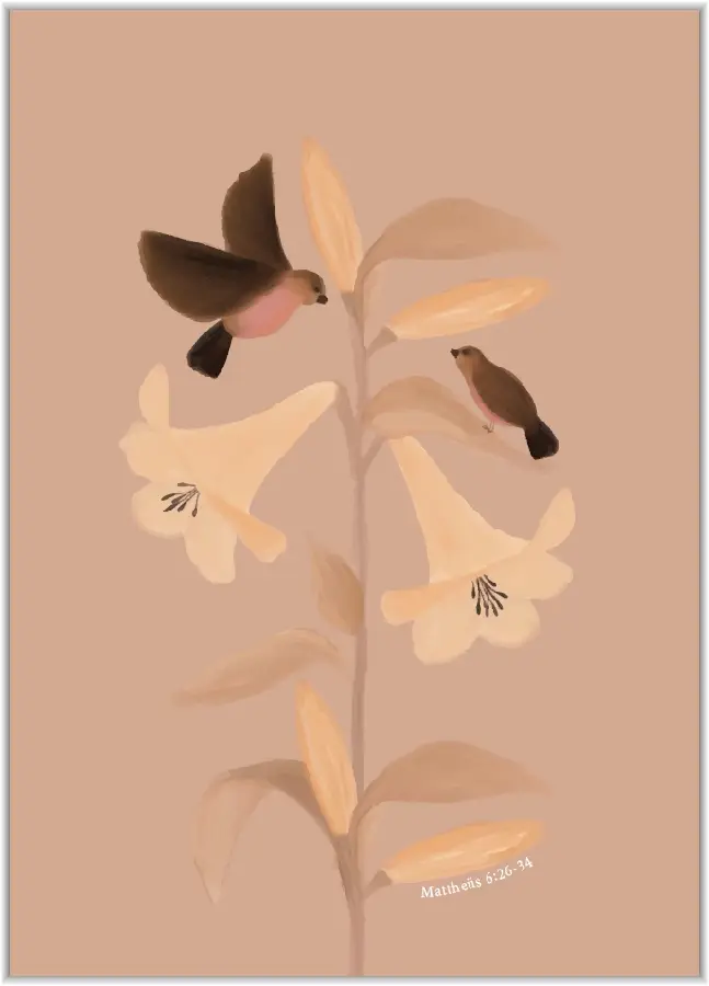 Poster A5 Lelies en musjes (Blanco)