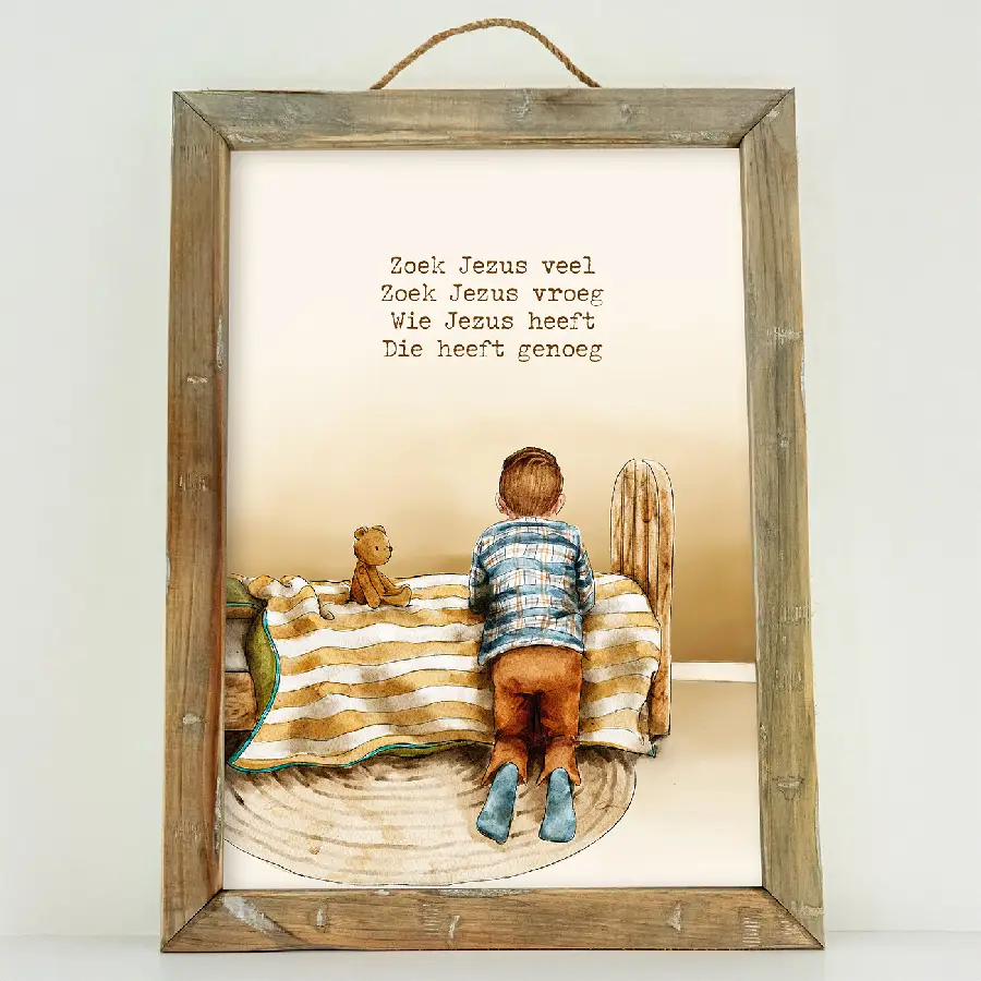 Schilderij: A4 Zoek Jezus veel (jongen)