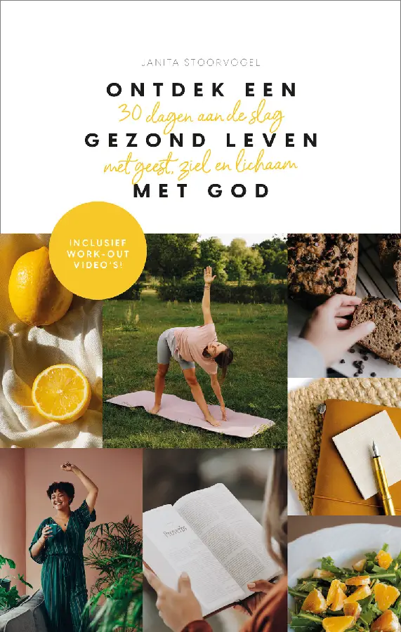 Ontdek een gezond leven met God' is geschreven voor vrouwen die het verlangen hebben om gezonder te leven en die God in deze zoektocht willen betrekken. Dit 30-dagen dagboek helpt je te ontdekken dat gezond leven niet alleen om ons lichaam gaat, maar ook over onze geest en ziel. Aan de hand van de Bijbel, opdrachten en reflecties ga je samen met God op zoek naar welke stappen jij mag zetten naar een gezonder leven. Het gaat over kleine stapjes en het vieren van successen, zodat de keuzes die gemaakt worden op de lange termijn vol te houden zijn. Een praktisch dagboek met schrijfruimte, inclusief recepten en work-out video's. Auteur Janita Stoorvogel-Doorn is getrouwd met Paul en moeder van drie kinderen. Ze werkt als coördinator Health & Fitness bij Next Move, een stichting die beweegt waar sport en geloof samen komen. Aan dit boek werkten ook Anne Noorduin (diëtiste), Felicia Kisteman (fitnesstrainer en leefstijlcoach) en Bram Koerts (theoloog) mee.
