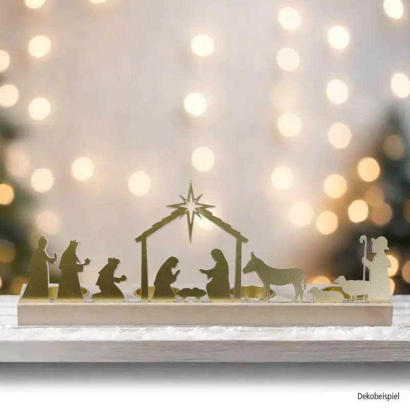 Theelichthouder: Kribbe goud 35 cm