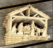 Wood ornament (DIY) Stable 7,5x10cm