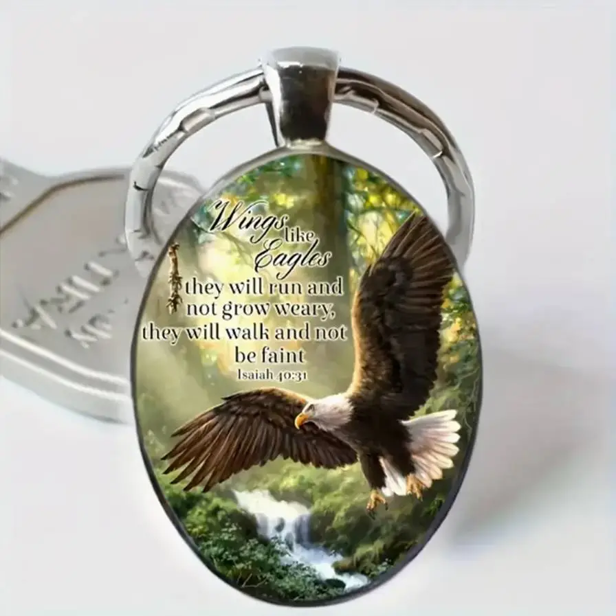 Keyring metal/epoxy Eagle  Isaiah 40:31